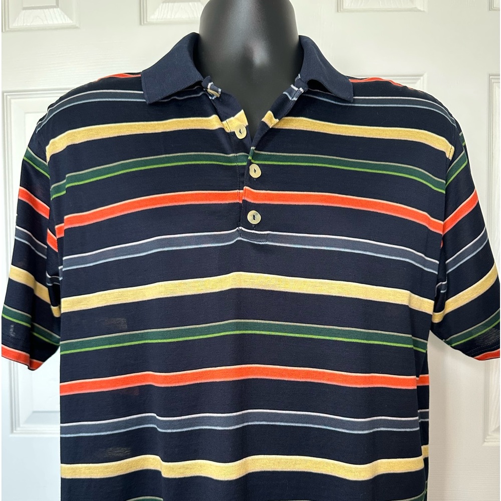ANCONA ITALY MEN'S SZ MEDIUM STRIPED POLO SHIRT 100% EGYPTIAN COTTON